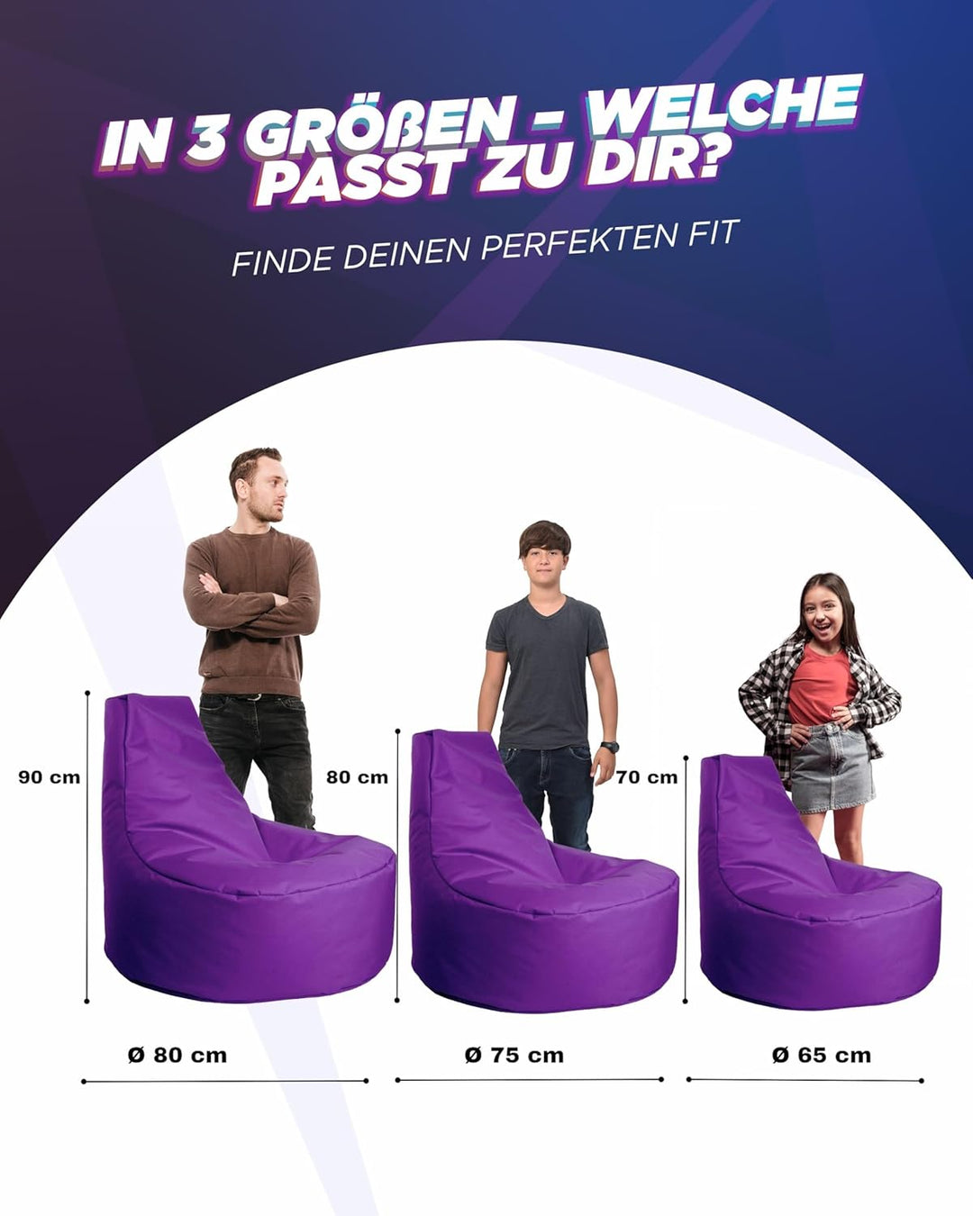 PATCH HOME Gamer Kissen &amp; Lounge Sitzsack – befüllbar mit Reissverschluss, gefüllt mit Styropor, gee