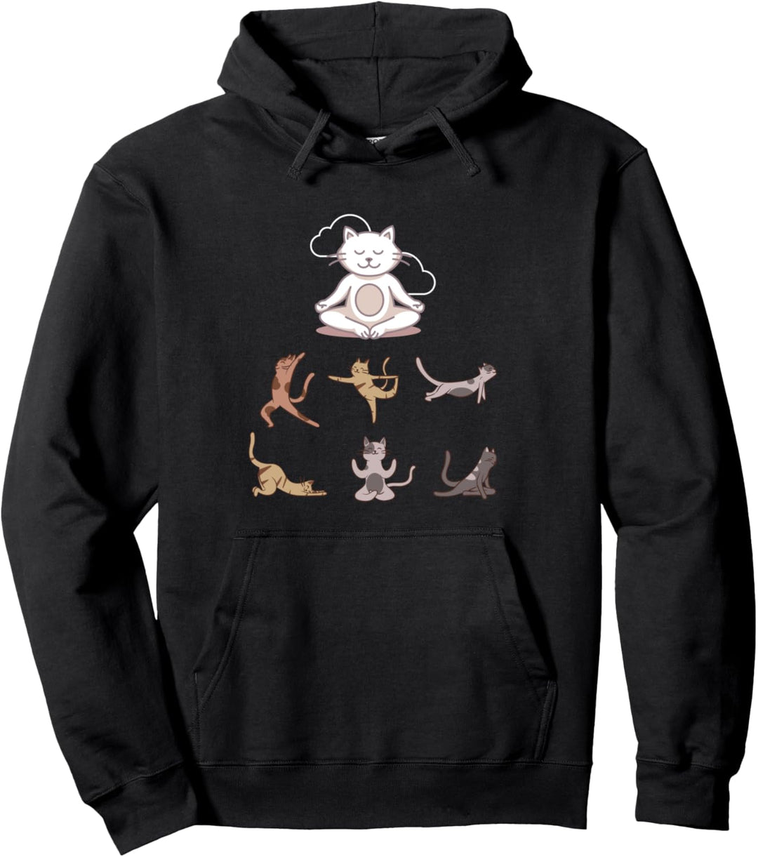 Katzen Yoga Lustige Katze in Yoga Posen Sport Pullover Hoodie
