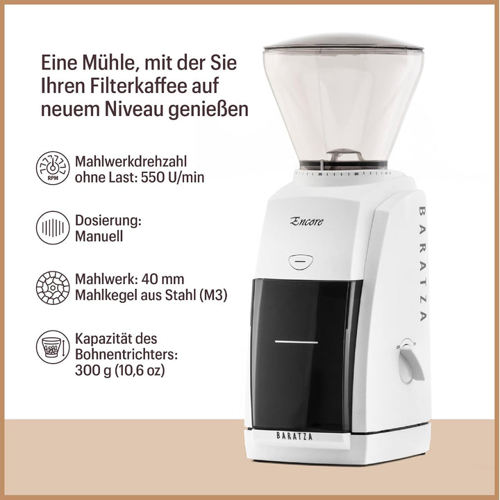 Baratza - Encore 230V Kaffeemühle - Elektrische Kaffeemühle mit Mahlwerk, Schwarz, Schwarz