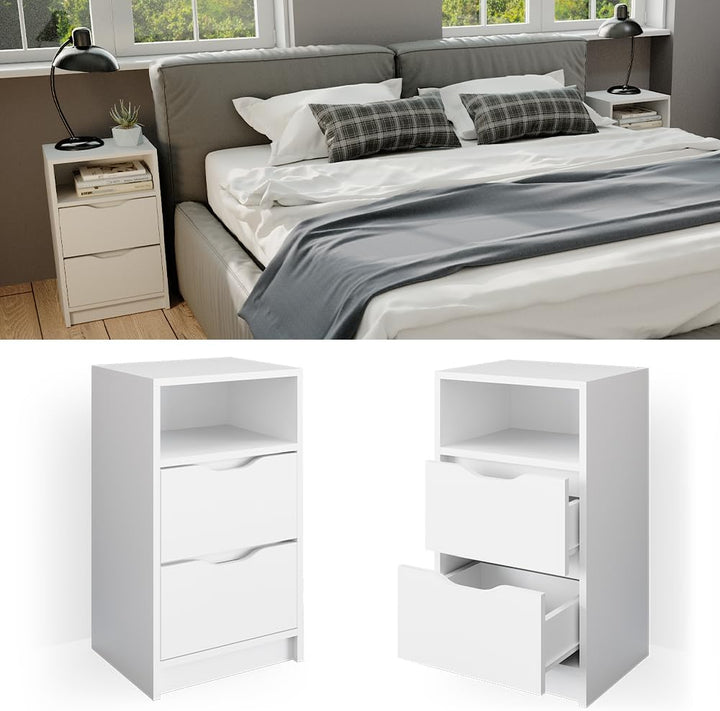 Vicco Nachttisch Ruben, Weiss, 38 x 66.6 cm 2er Set