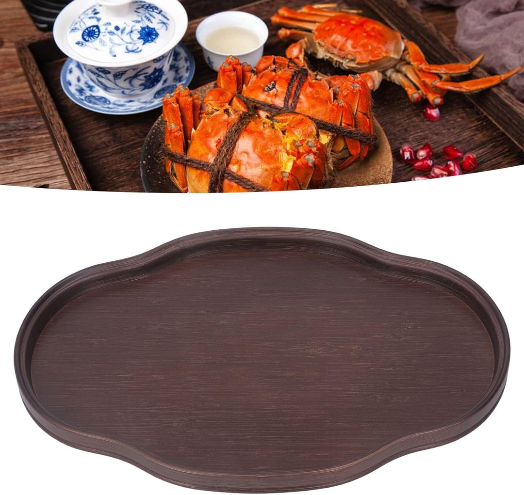 Strukturiertes Teetablett, Elegante Walnussfarbe, multifunktionales Couchtischtablett für den Gästee