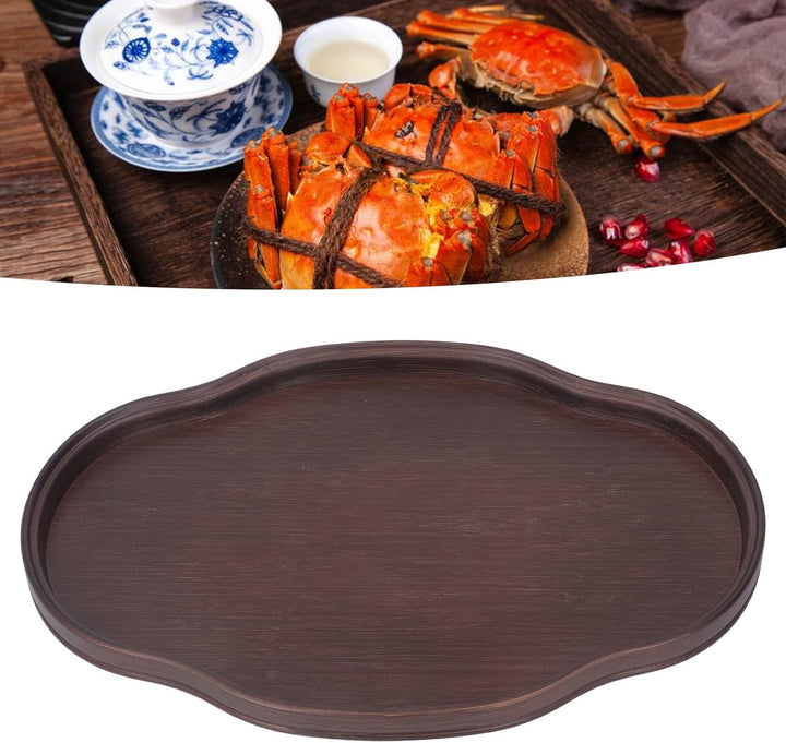 Strukturiertes Teetablett, Elegante Walnussfarbe, multifunktionales Couchtischtablett für den Gästee