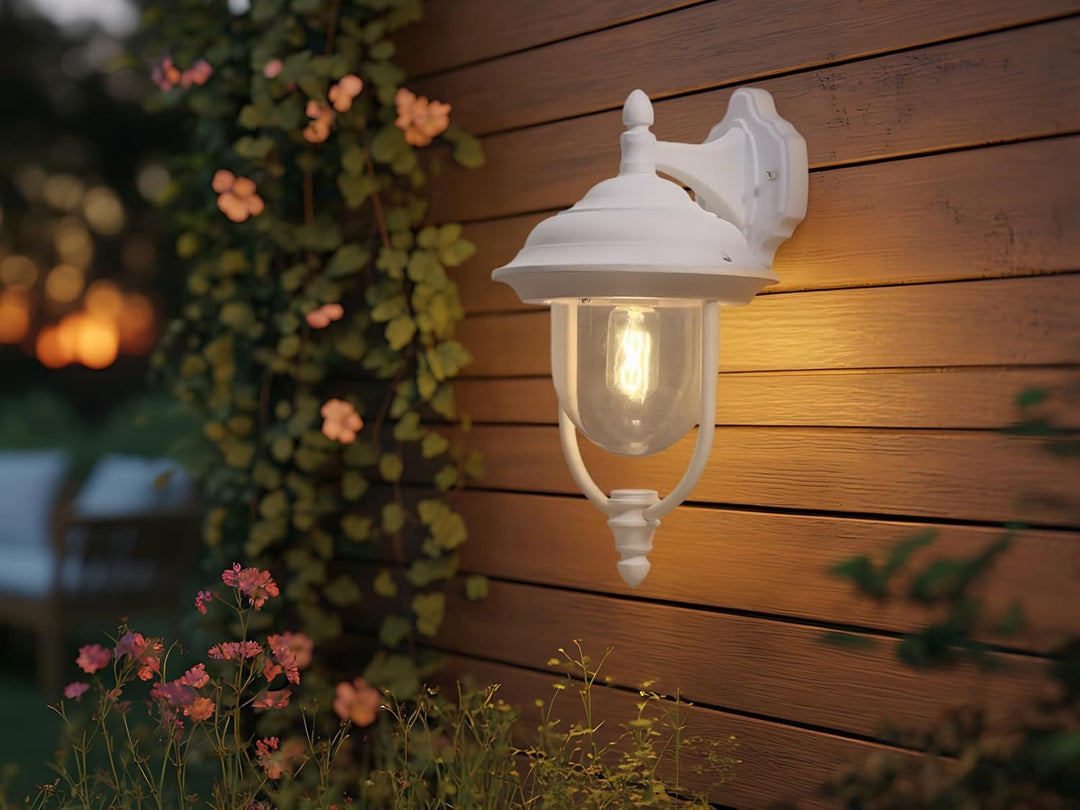 LED Aussenwandlaterne hängend im Landhausstil, Höhe 46cm, weiss, Wandleuchte Hängend