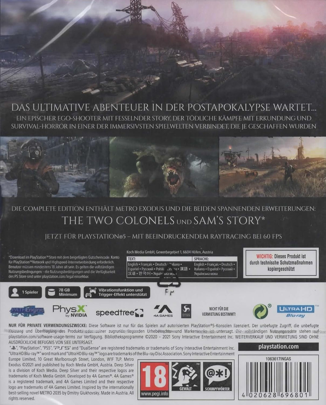 Metro Exodus Complete Edition (PlayStation 5) PlayStation 5 Complete Edition, PlayStation 5 Complete