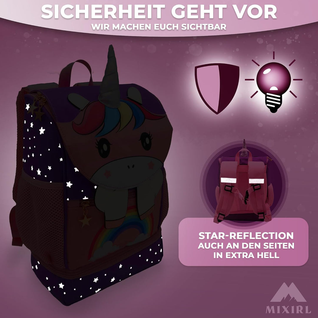 MIXIRL® Lässiger Kindergartenrucksack Mädchen &amp; Kleinkind Rucksack ab 2 Jahre hochwertiger Einhorn K