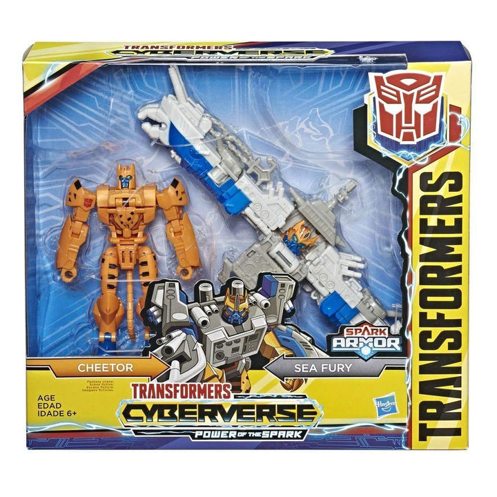 Transformers Hasbro – E4220 Cyberverse: Power of The Spark – Cheetor und Sea Fury – Actionfigur