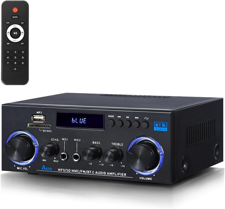 AK50 HiFi-Verstärker Heim-Audio, Stereo-Receiver 400 W Heim-2-Kanal-Bluetooth 5.0-Leistungsverstärke