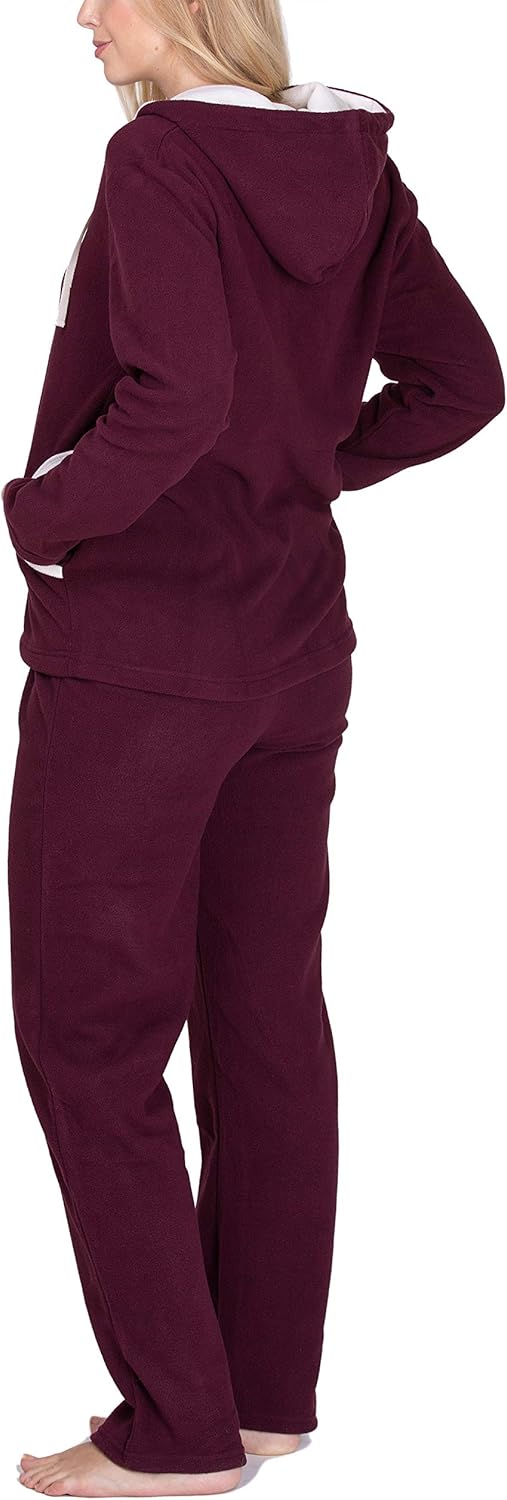 SLOUCHER Fleece-Anzug Hausanzug aus wärmenden Fleece für Damen, Farbe:Bordeaux, Grösse:60-62