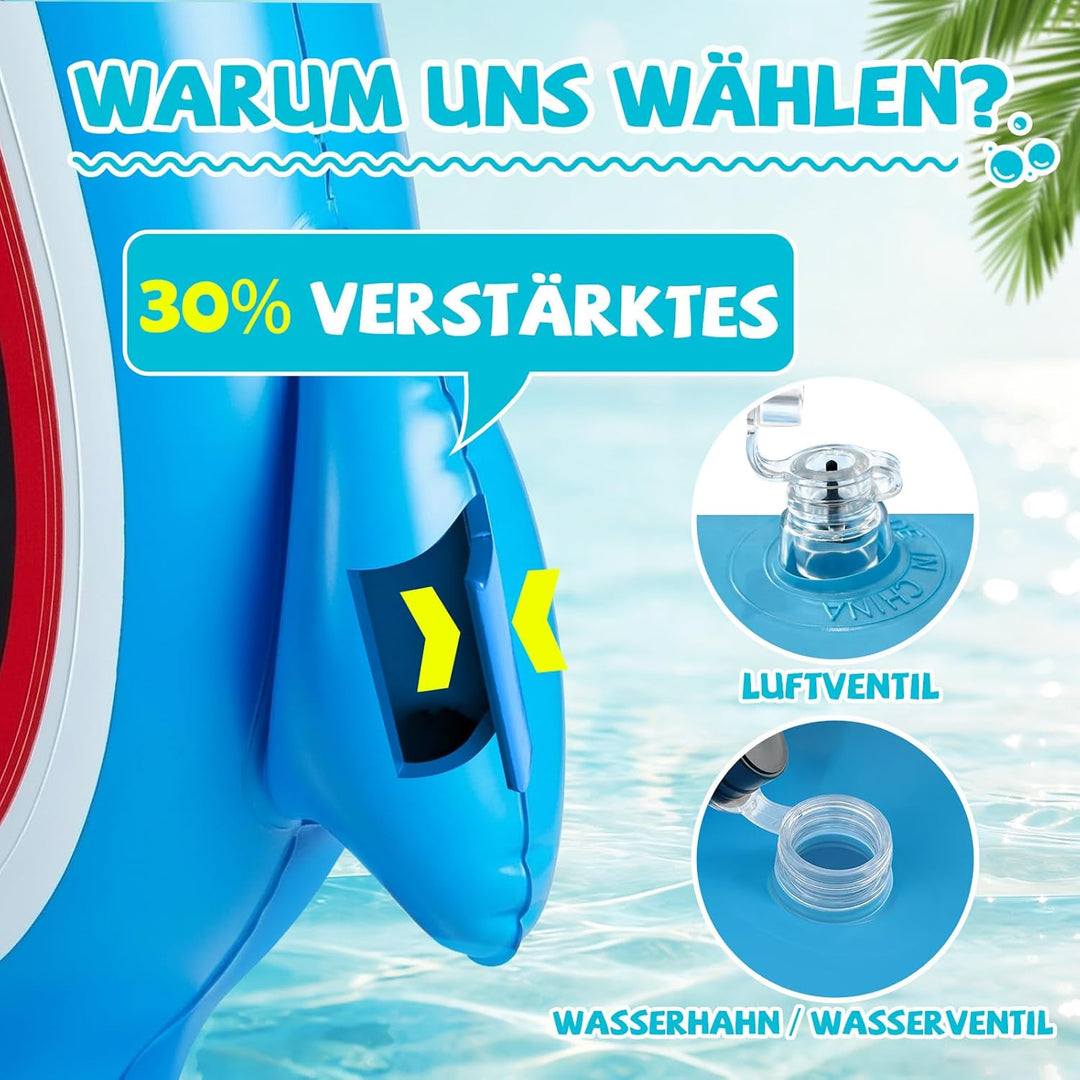 Aufblasbare Dartscheibe Hai für Pool, Wurfspiel mit 10 Klettbällen, Wasserspielzeug für Kinder & Erw