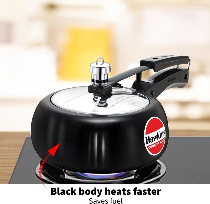 Hawkins CB20 Schnellkochtopf harteloxiert, 2 Liter, Contura Schwarz 2-Liter, 2-Liter