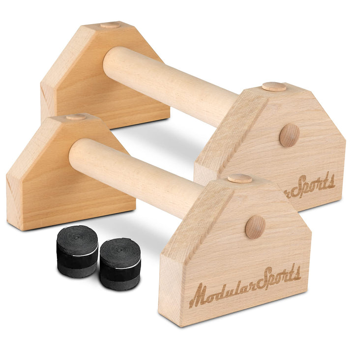 Liegestützgriffe aus Holz 2er Set/Parallettes mit Anti-Rutsch-Bändern/Yoga, Liegestütz oder Handstan