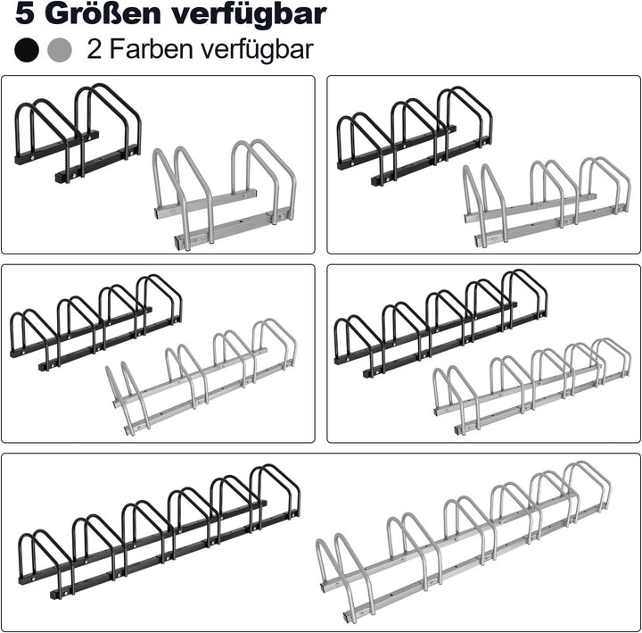 Fahrradständer Boden für 4 Fahrräder, 30cm Radabstand 35-55mm Reifenbreite rostfreier Stahl selbstsi
