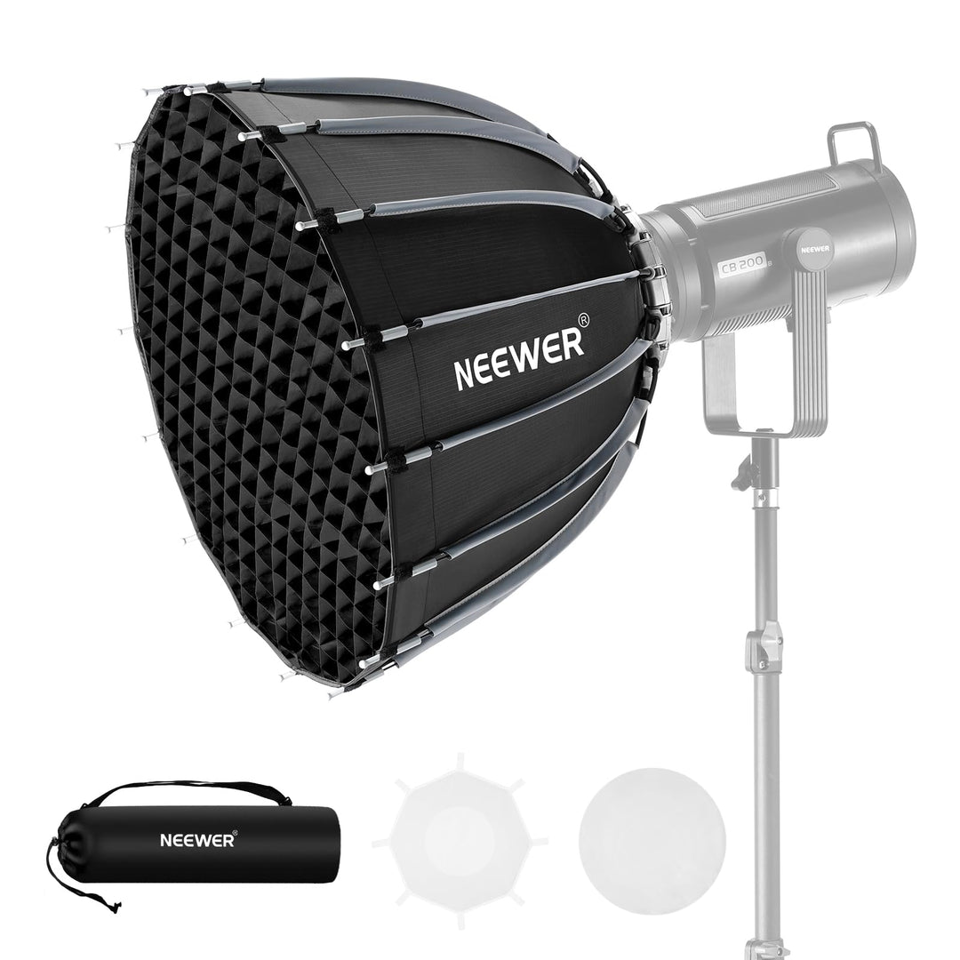 NEEWER 21,7"/55cm Softbox Parabolic Bowens Mount, Schnellwechsel mit Diffusoren/Gitter/Tasche für Vi