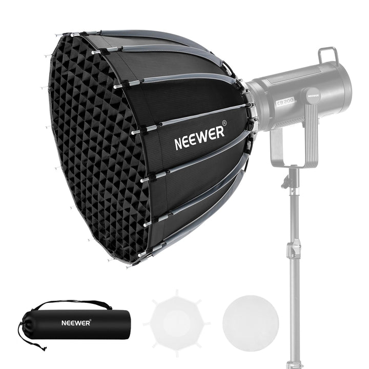 NEEWER 21,7"/55cm Softbox Parabolic Bowens Mount, Schnellwechsel mit Diffusoren/Gitter/Tasche für Vi