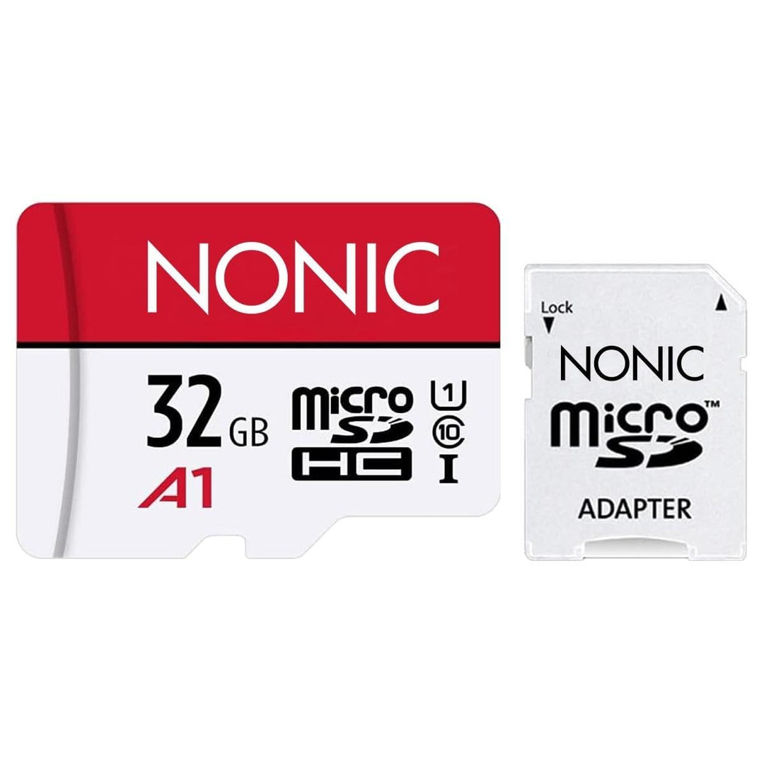 Nonic 32GB MicroSD Speicherkarte mit SD Adapter A1 U1 Klasse 10 für Kamera, Videoüberwachung, Video
