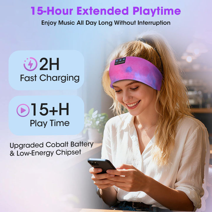 LC-dolida Schlafkopfhörer Bluetooth Sport-Kopfhörer Stirnband, Kabellos Schlafen Kopfhörer 15+ Stund