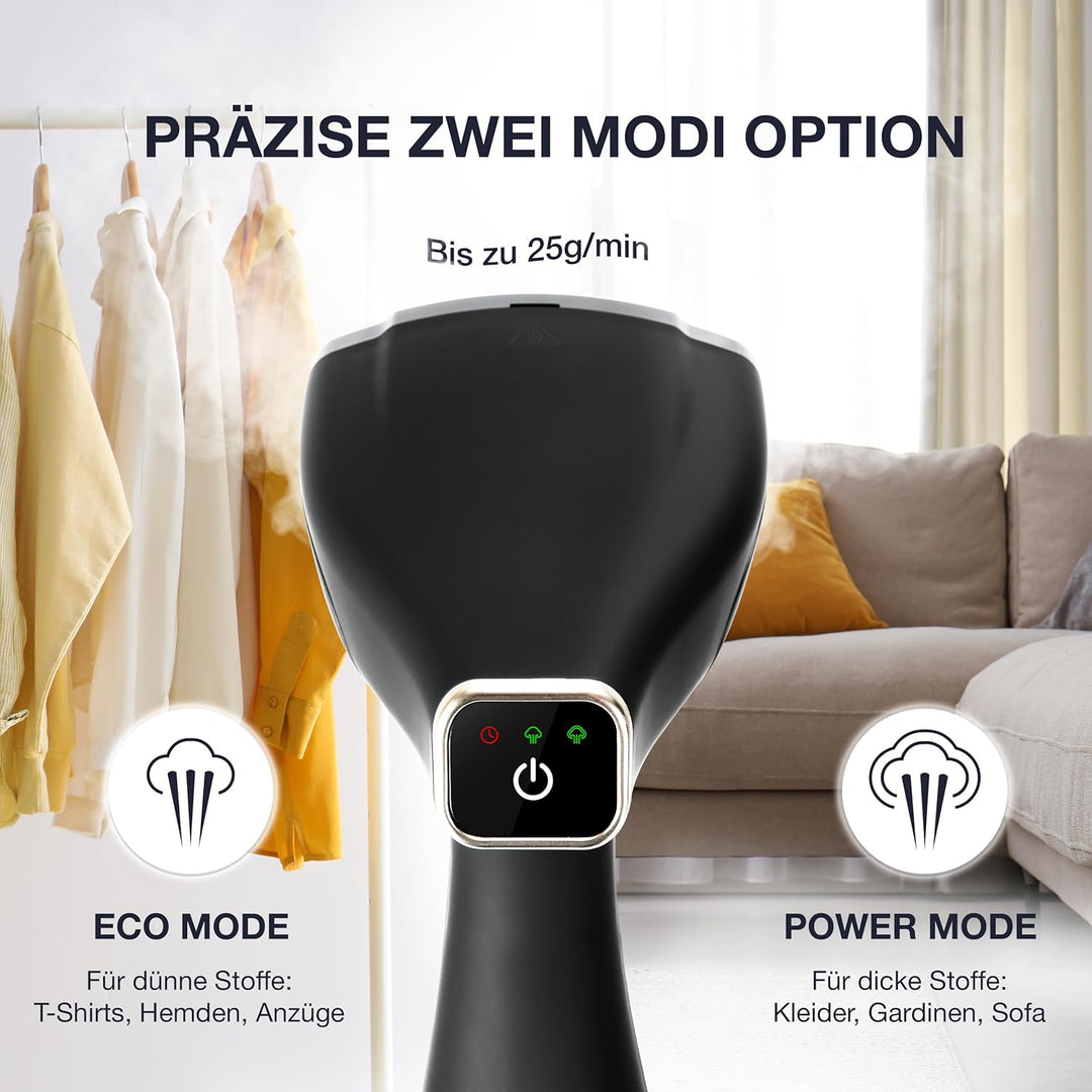 LEBENLANG Schwarz Steamer Dampfglätter 1500W + Premium Fusselrasierer Elektrisch 4000mAh I Bundle Op