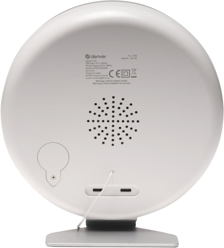 Denver CRL‑342 FM‑Radiowecker mit Lichtsimulation, Dual‑Alarm & USB‑C‑Ladefunktion