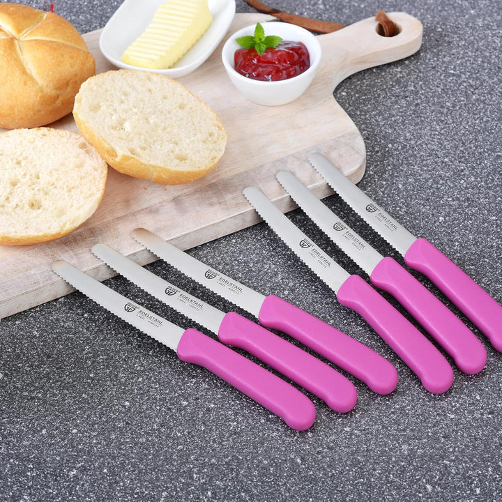 GRÄWE Magnet-Messerhalter Bambus mit Brötchenmessern pink Pink 6er Messerset inkl. Messerblock, Pink