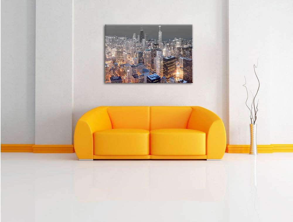 Pixxprint Luftaufnahme Chicago als Leinwandbild/Grösse: 100x70 cm/Wandbild/Kunstdruck/fertig bespann