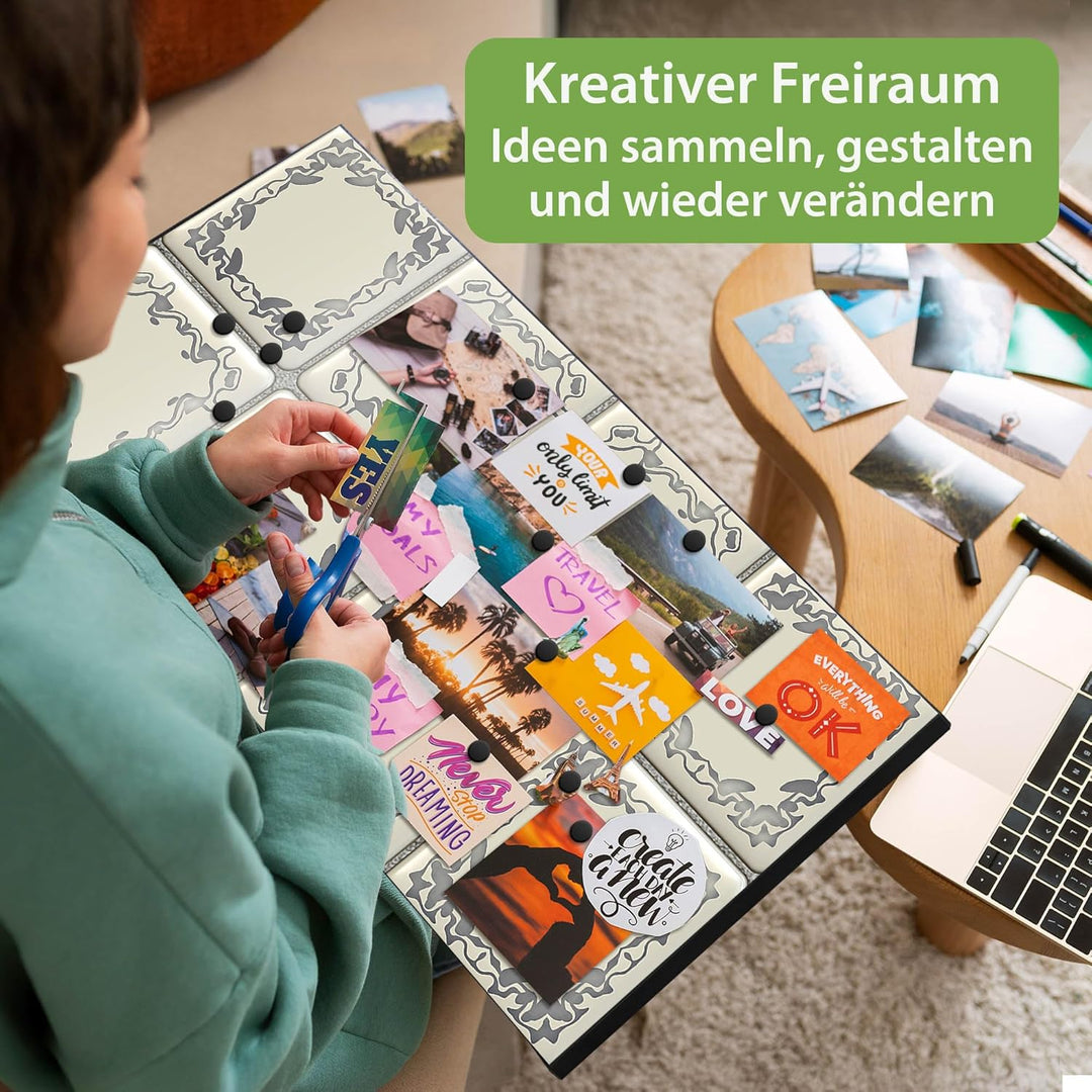 banjado Magnettafel schwarz 78 x 37cm / Magnetwand Metall/Magnetpinnwand als Memoboard/Pinnwand Magn