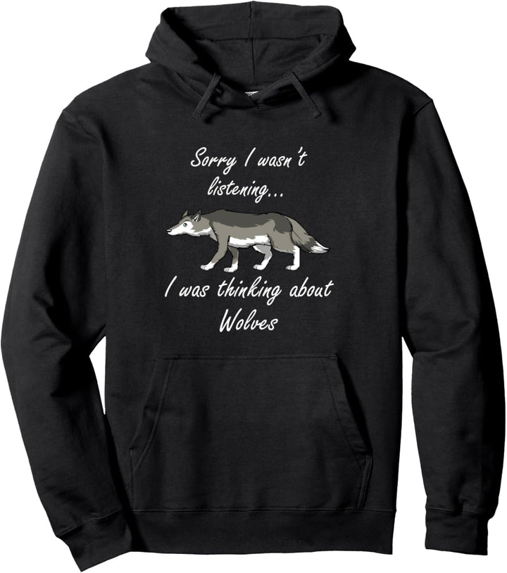 Nachdenken über Wölfe Lustiger Spruch Wolf Pullover Hoodie