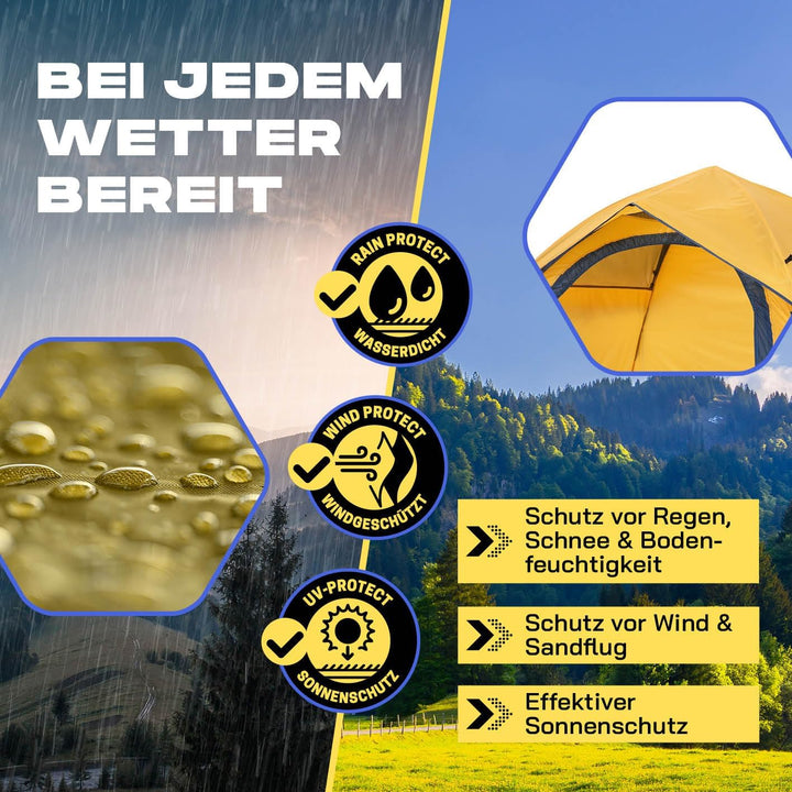 Lumaland Camping Zelt | Leichtes Pop Up Wurfzelt | 2-4 Personen Kuppelzelt | Trekking & Festival Igl