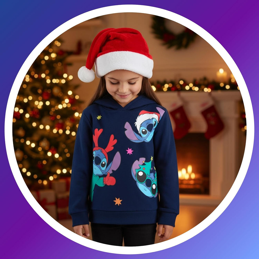 Disney Stitch Mädchen Kapuzenpullover, Design Weihnachts Sweatshirt, Pullover für Mädchen, Grössen 3