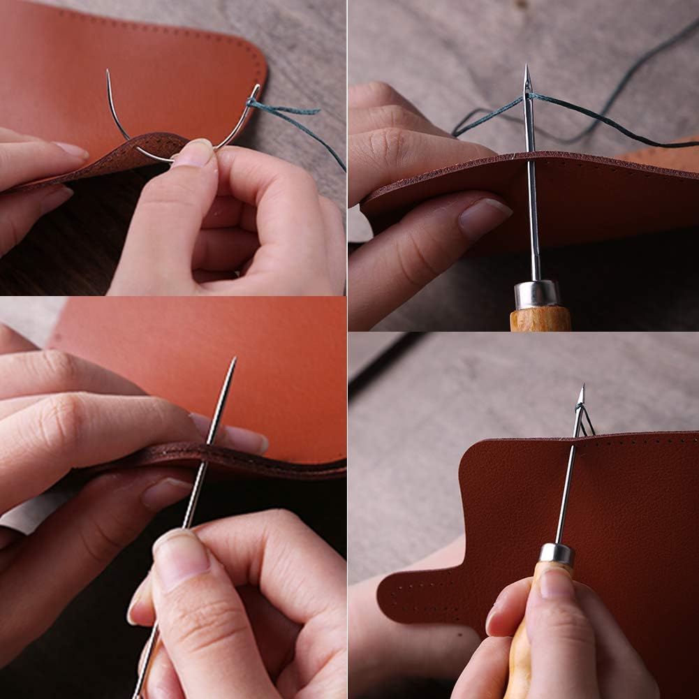 Leder Werkzeug Set, Leder DIY Werkzeug Leder Starter Set mit Anleitung, Leder Handwerk Werkzeug Set