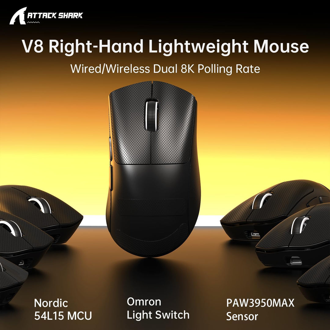 MAMBASNAKE x Attack Shark V8 Wireless Gaming Mouse, 59g Ultra-Lightweight, PAW3950MAX Sensor, Shark