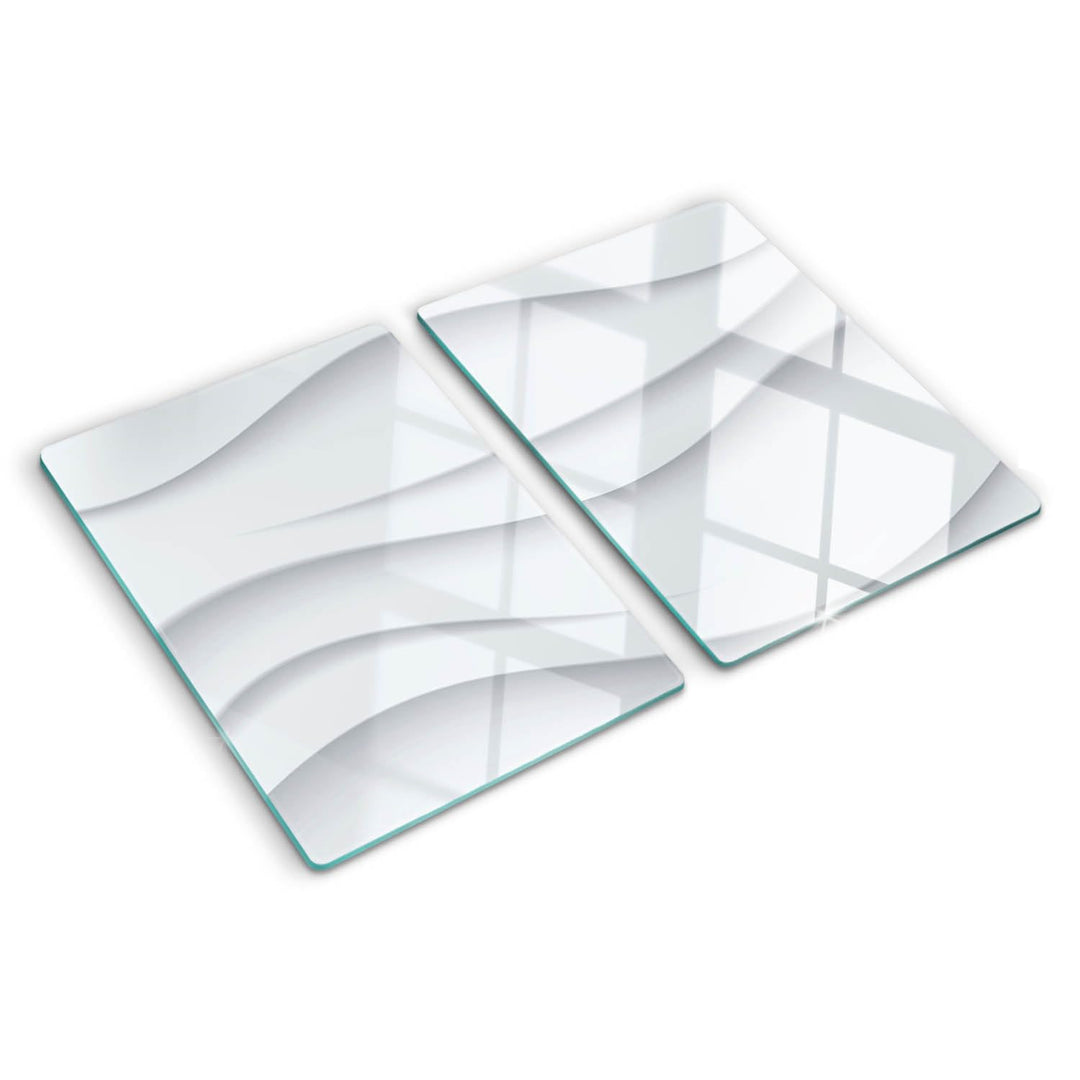 Tulup Schneidebrett Abdeckung Spritzschutz 2x40x52 cm Kochplattenabdeckung Weiss Herdabdeckplatte Ge