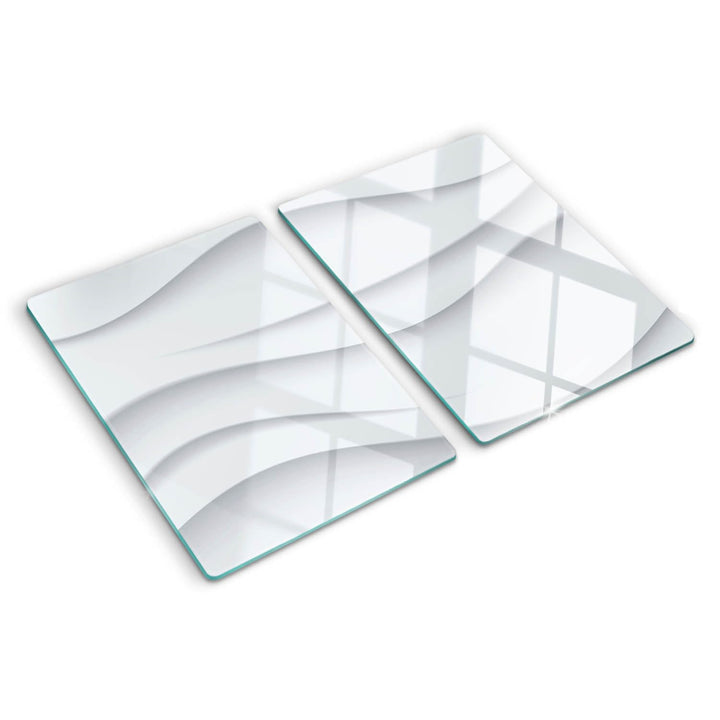 Tulup Schneidebrett Abdeckung Spritzschutz 2x40x52 cm Kochplattenabdeckung Weiss Herdabdeckplatte Ge