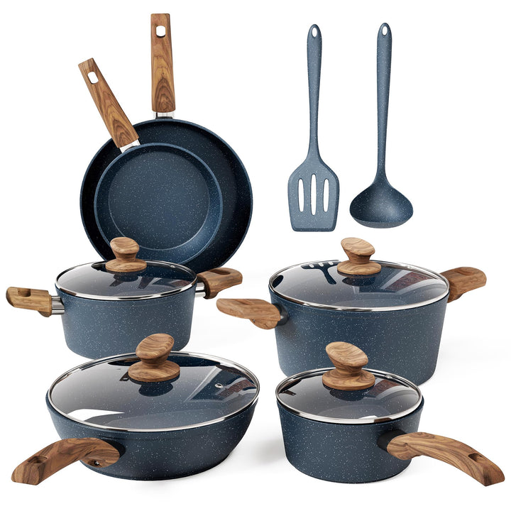Kitchen Academy Topf und Pfannenset Topfset 12tlg Antihaft-Versiegelung Kochgeschirr Set mit Deckel,