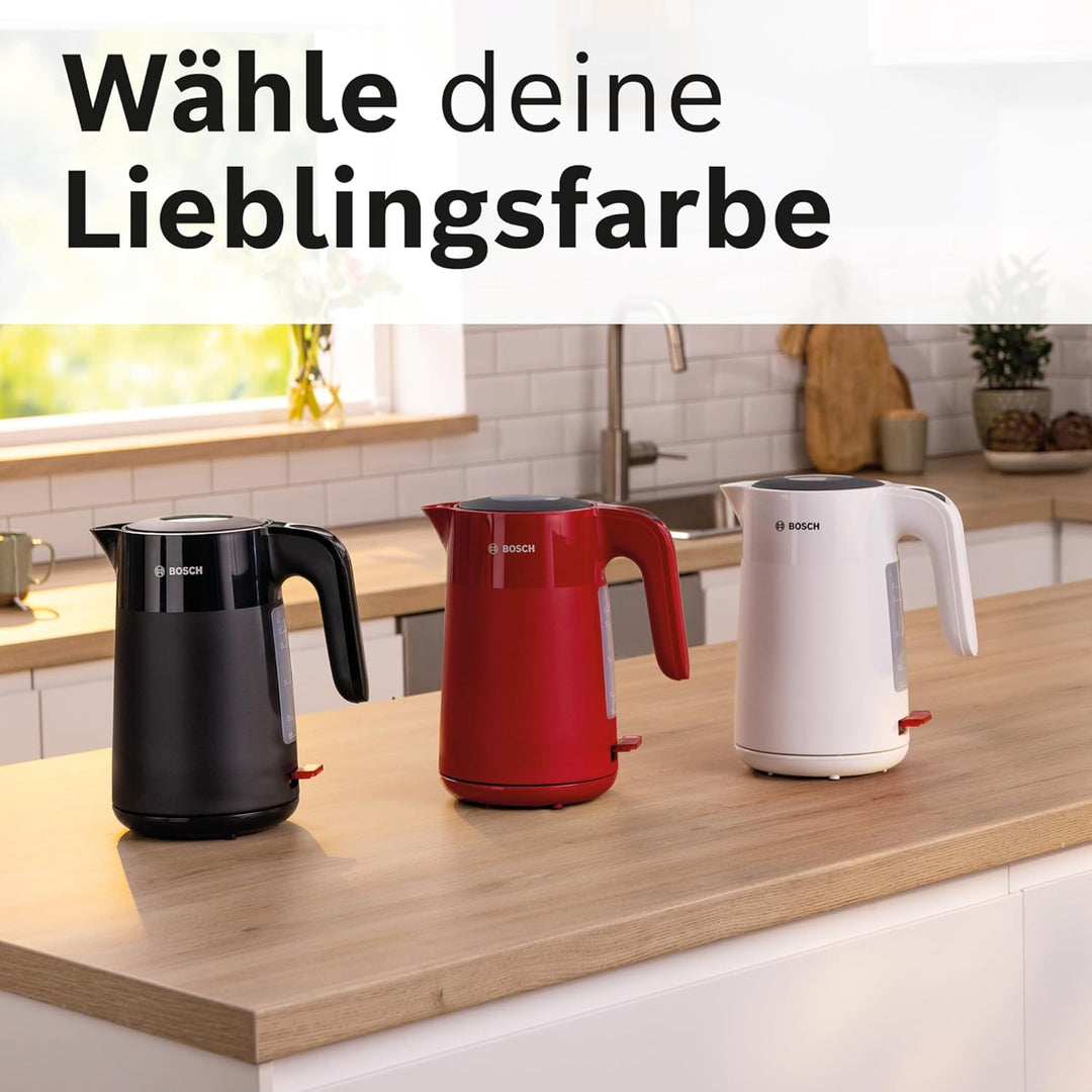Bosch kabelloser Wasserkocher MyMoment TWK2M161, Abschaltautomatik, Überhitzungsschutz, Tassenanzeig