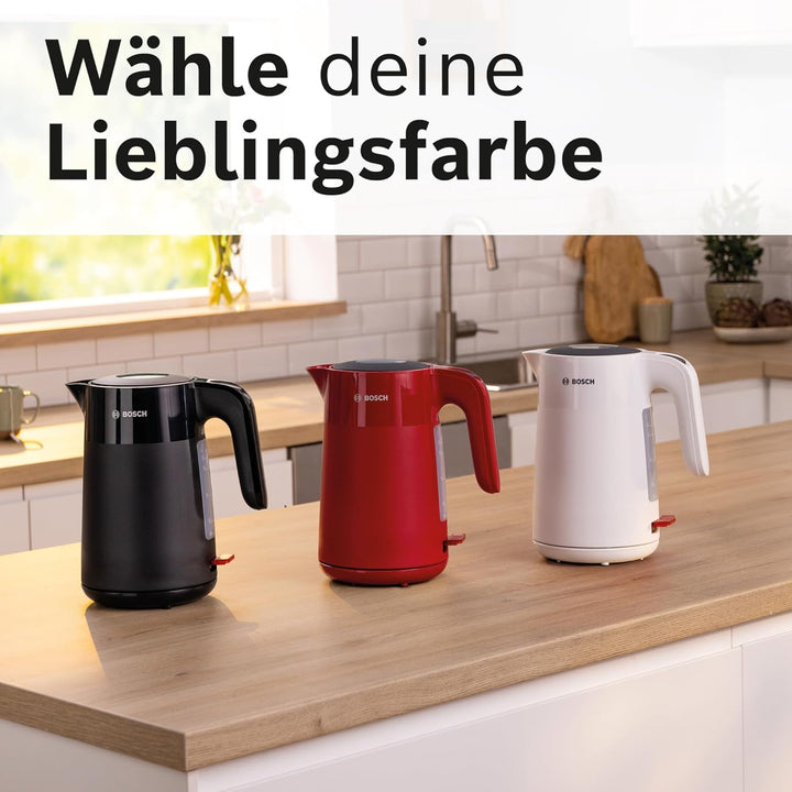 Bosch kabelloser Wasserkocher MyMoment TWK2M161, Abschaltautomatik, Überhitzungsschutz, Tassenanzeig