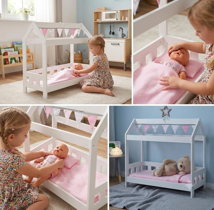 Bayer Chic 2000 507-95 Puppenbett, Cabin-Bett, Puppenmöbel in Stars grau, 56 x 25 x 54 cm, 507-95