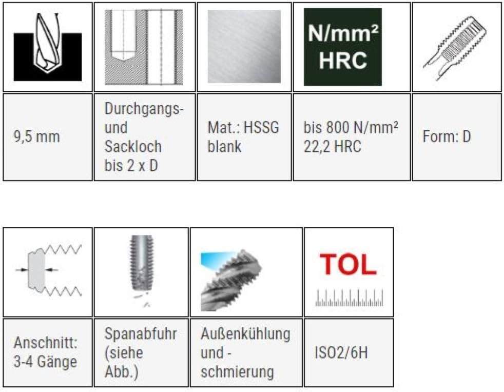 Baer Einschnittgewindebohrer M11 HSSG Form D Gewindeschneider - Grösse M 11 x 1,5 DIN 352 Gewinde Bo
