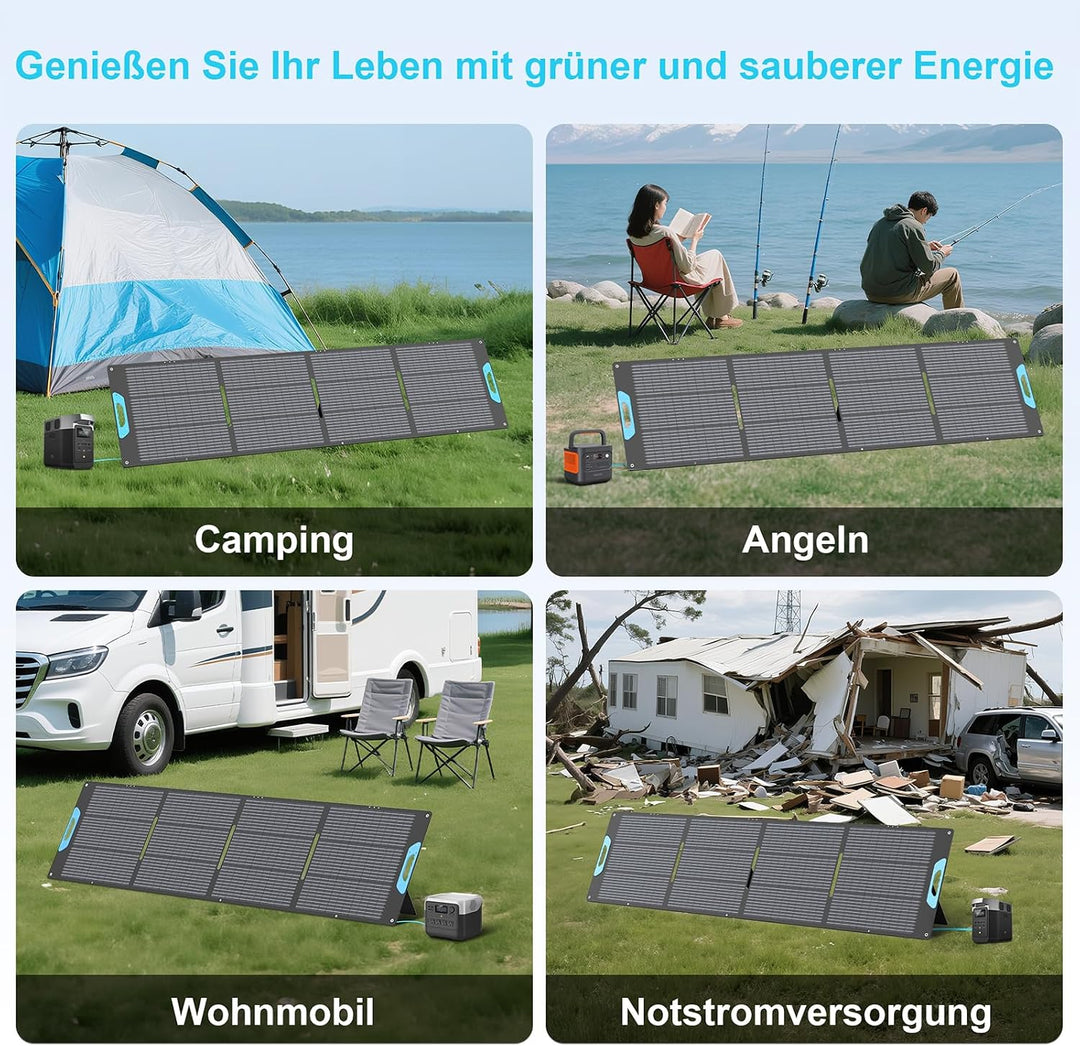 220W Faltbares Solarpanel Monokristallin mit USB-C PD 3.0 &amp; USB-A QC 3.0 | 23,5% Wirkungsgrad &amp; IP67