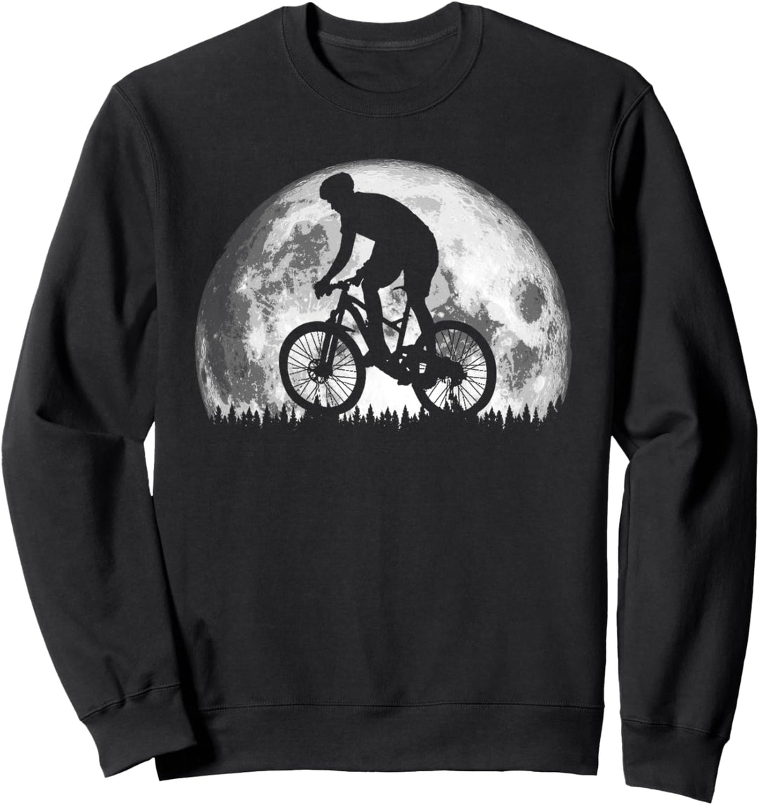 Night Rider Vintage Mountain Biking Full Moon & Biker Retro Sweatshirt