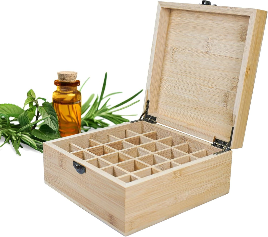 RoseFlower Bambus Ätherisches Öl Organisator Behälter Duftöle Display Ständer, 25 Löcher Aufbewahrun