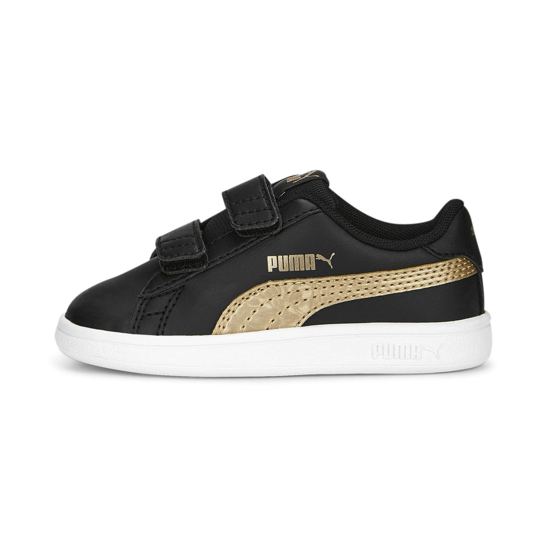PUMA Unisex Baby Smash V2 Metallics V Inf Sneaker 20 EU Puma Black Puma Gold Puma White, 20 EU Puma
