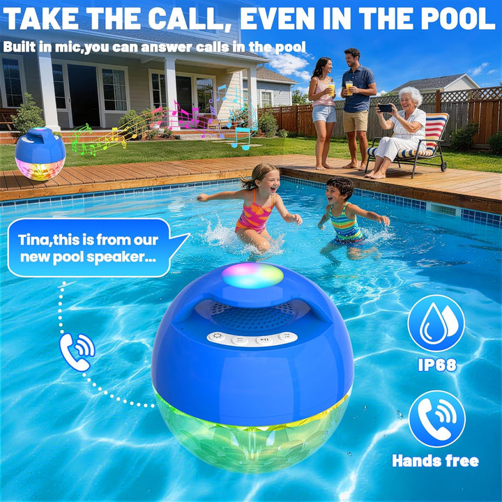 KingSom 2026 Pool Lautsprecher mit Oberlichter,Bluetooth Pool Lautsprecher IP68 wasserdicht Pool Mus