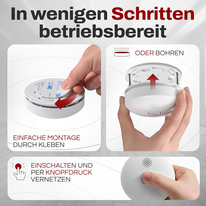 ALPENLUFT Rauchmelder mit Smart App 10 Jahre Batterie, TESTSIEGER Feuermelder Funk und WLAN Vernetzt