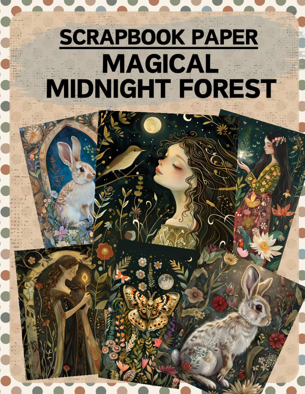 Magical Midnight Forest Scrapbook Paper Book: High Quality Illustrations Of Animals, For Scrapbookin