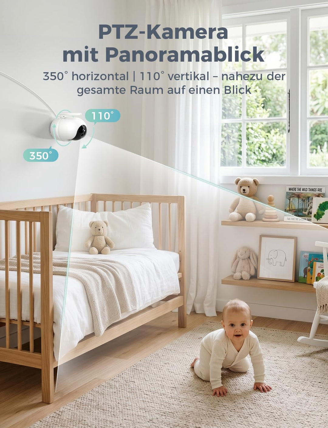 GHB Babyphone mit 2 Kameras 5 Zoll 720P HD Display mit bis zu 168h Akkulaufzeit im VOX Schlafmodus S