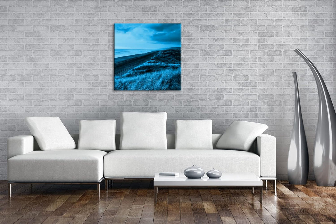 deyoli Neuseeland Küste Format: 70x70 Effekt: Monocrome Blau als Leinwand, Motiv fertig gerahmt auf