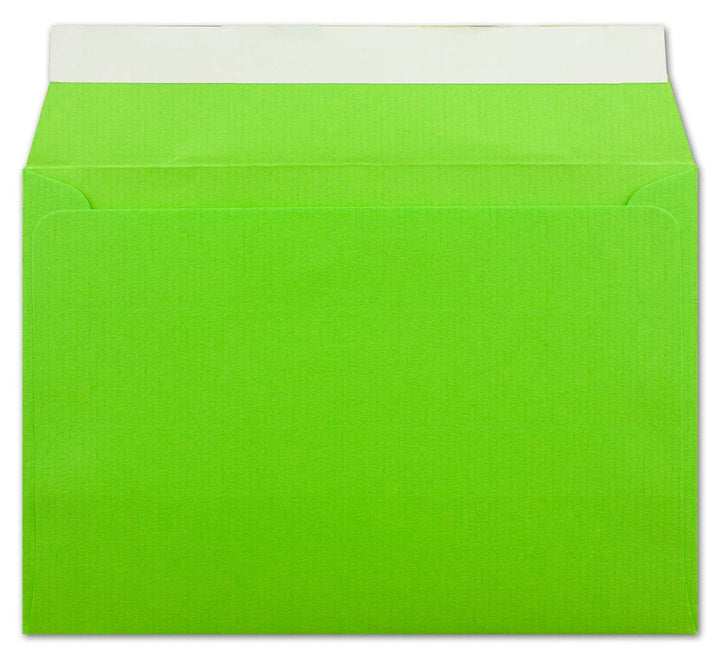 1000 gerippte Briefumschläge DIN C6 Hellgrün - 11,4 x 16,2 cm - 100 g/m² Post-umschlag ohne Fenster