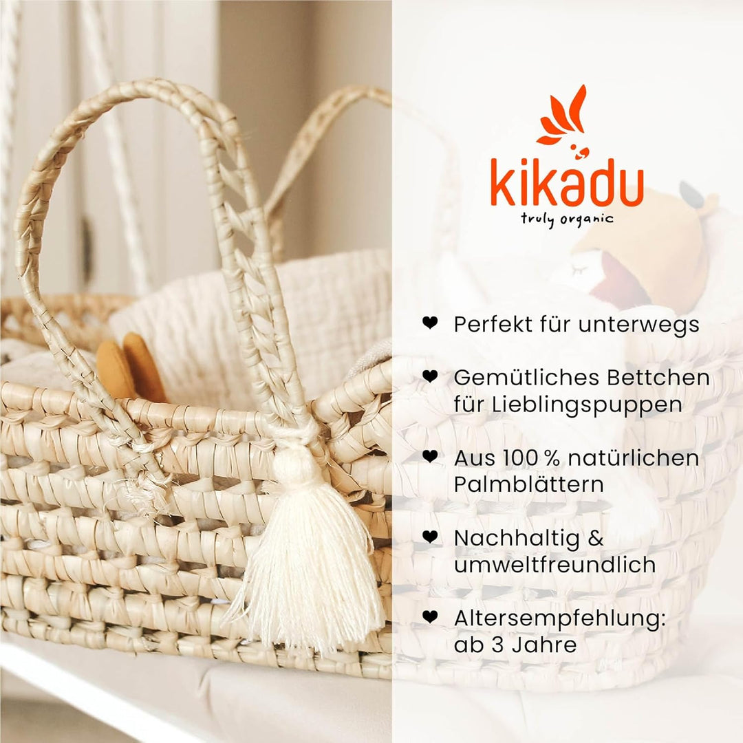 kikadu Grosser Puppenkorb - Puppenkorb/Bett für die Lieblingspuppe oder -Tier aus Palmblättern, hand