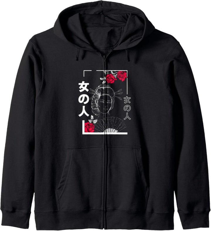 japanisches Design der Geisha-Frau Kapuzenjacke