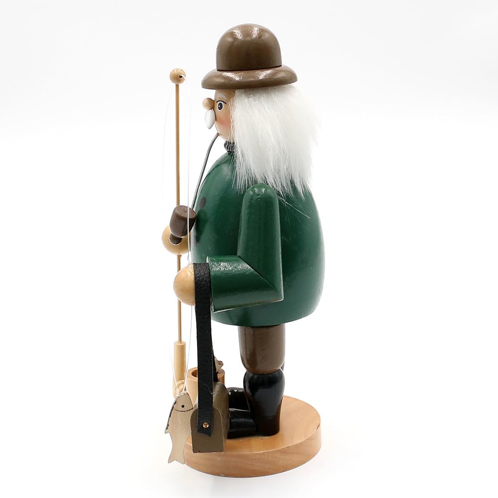 Dekohelden24 Holz Räuchermann als Angler, L/B/H 11,5 x 11 x 20 cm, Angler